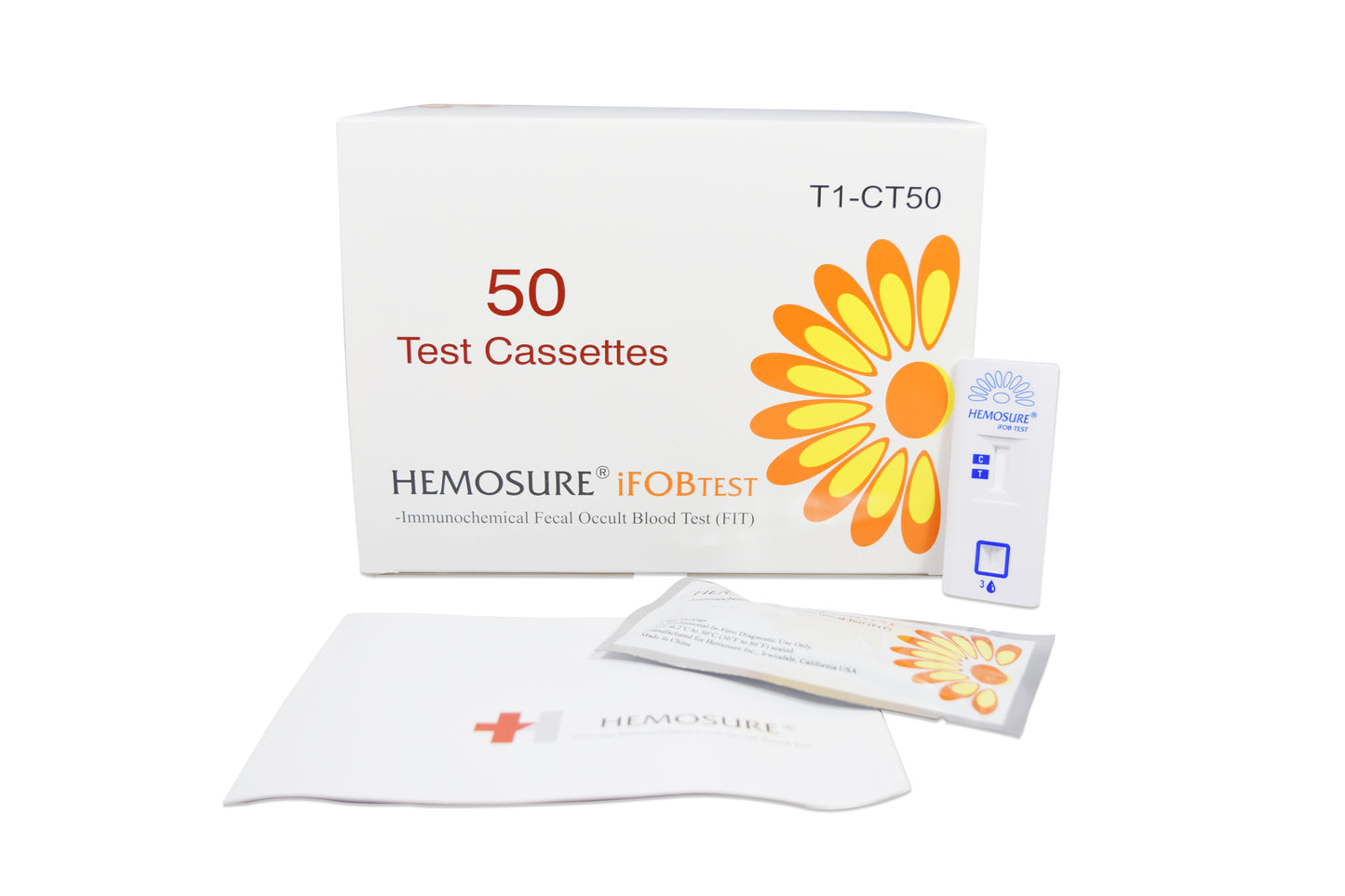 Hemosure Fecal Occult Blood (iFOB or FIT) Colorectal Cancer Screening Test Kit 50/CASE -T1-CT50