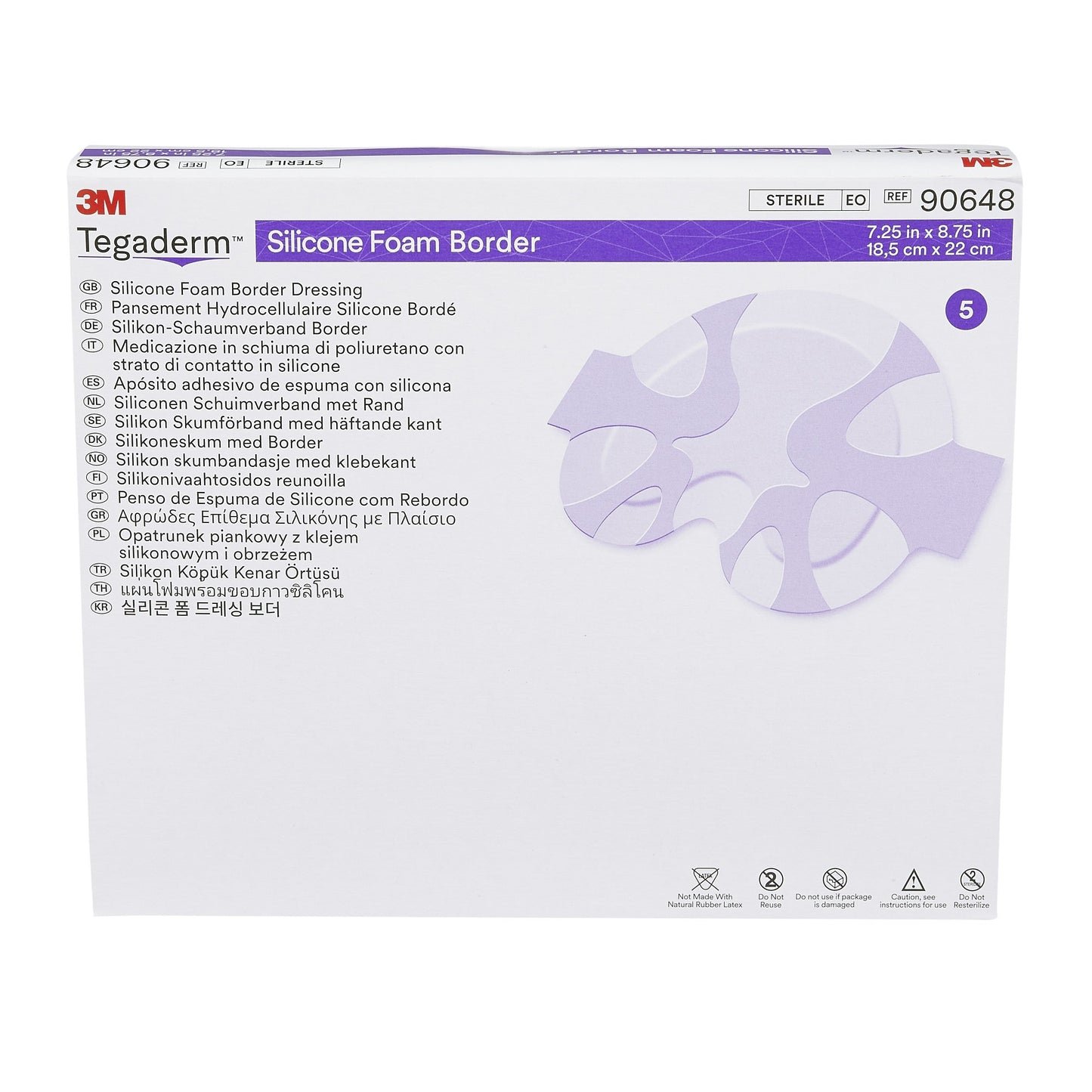 3M™ Tegaderm™ Silicone Foam Dressing, 7-1/4 x 8-3/4 Inch 5/BOX -90648