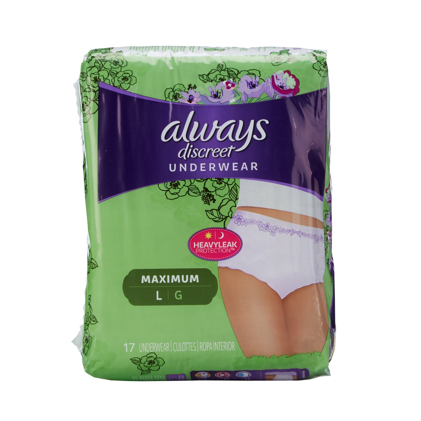 Always Discreet Maximum Absorbent Underwear, Large 17/PACK -10037000887574