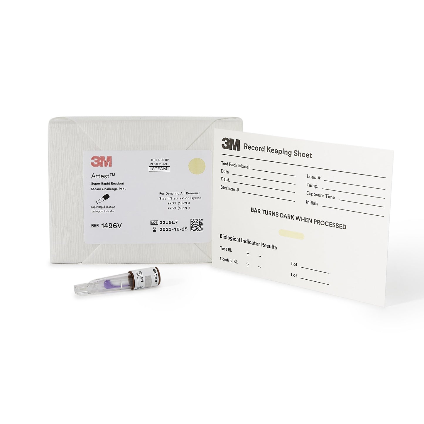 3M™ Attest™ Super Rapid Readout Sterilization Biological Indicator Challenge Pack 24/CASE -1496V