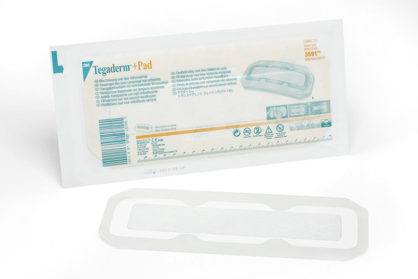 3M™ Tegaderm™ Transparent Film Dressing with Pad, 3-1/2 x 10 Inch 25/BOX -3591