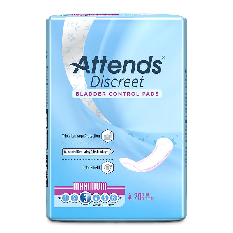 Attends Discreet Women's Maximum Bladder Control Pad, 13-Inch Length 20/BAG -ADPMAX - BriteSources