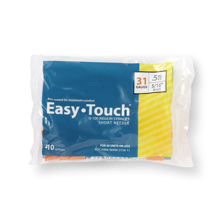 EasyTouch™ 0.5 mL Insulin Syringe with Needle, 31 Gauge, 5/16 Inch Needle Length