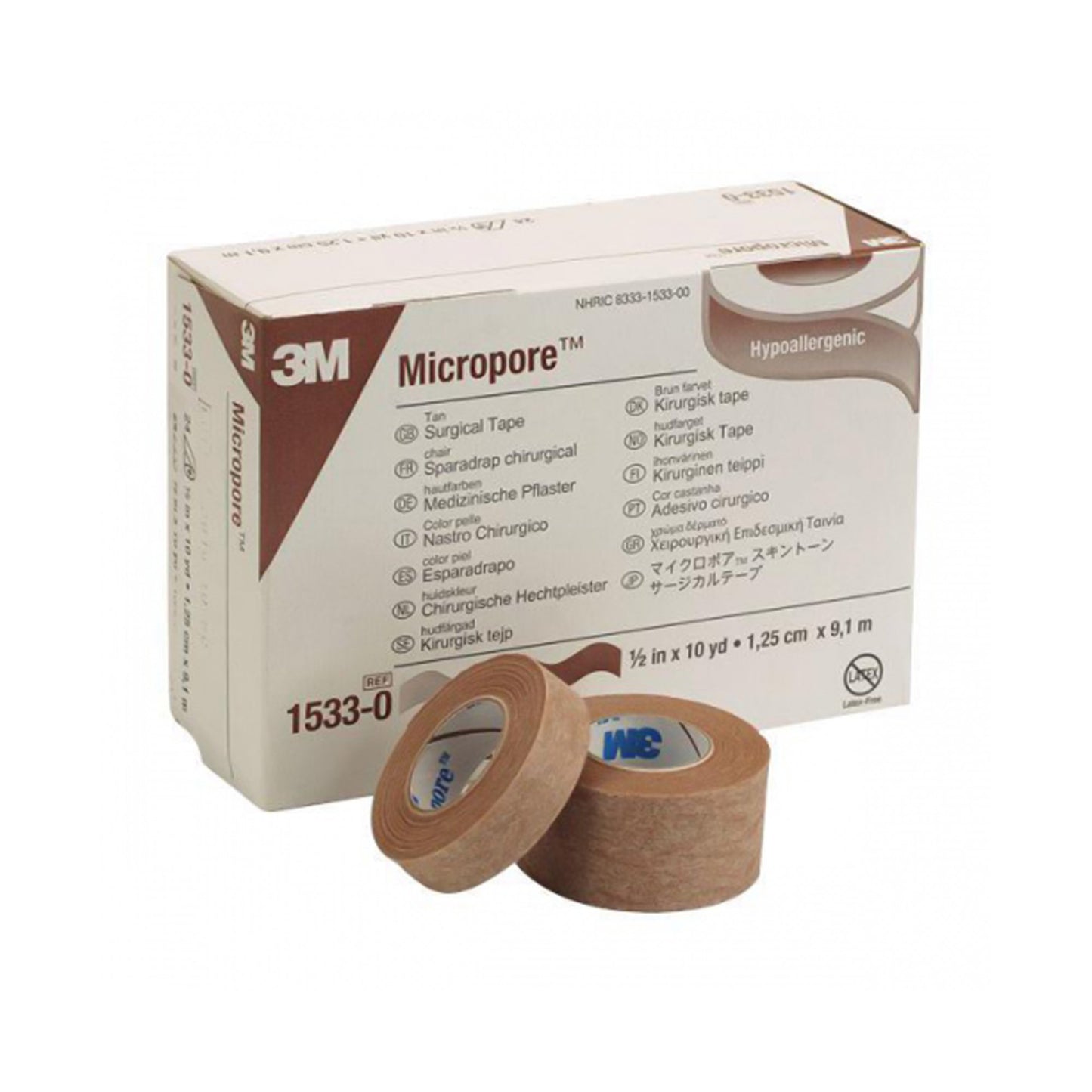 3M™ Micropore™ Paper Medical Tape, 1/2 Inch x 10 Yard, Tan 24/BOX -1533-0