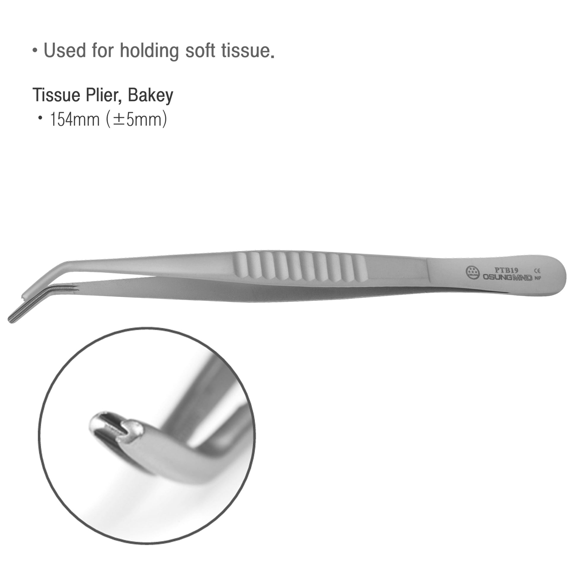 Osung 6" Soft Tissue Forceps Bakey Pliers -PTB19 - Osung USA