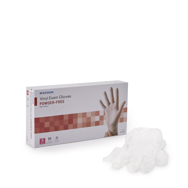 McKesson Confiderm Vinyl Exam Glove, Small, Clear 50/BOX -14-164 - BriteSources