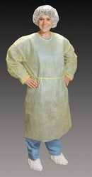 GOWN, YELLOW, ISOLATION, W/BANDED COLLAR, ELASTIC WRIST, TIE CLOSURE, XL, 100/CS, SOLD AS CASE ALPHA 8
