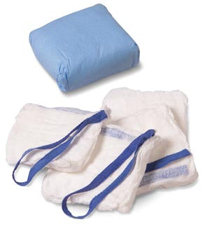 LAPAROTOMY SPONGES, X-RAY DETECTABLE, PRE-WASHED, LOOP WITH PLASTIC RING, 18" X 18", STERILE, 5/PK, 40 PK/CS, SOLD AS CASE CARDINAL 261