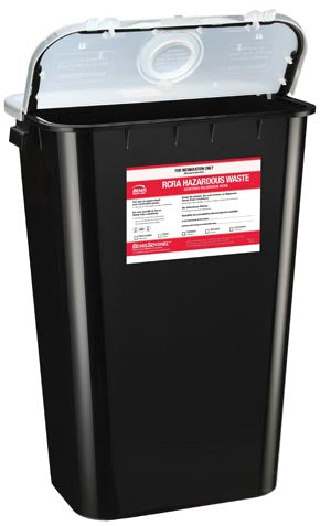 Bemis Hazardous Rcra Waste Containers Waste Container, 11 Gal, Gasketed Hinged, Clear Lid, 6/Cs