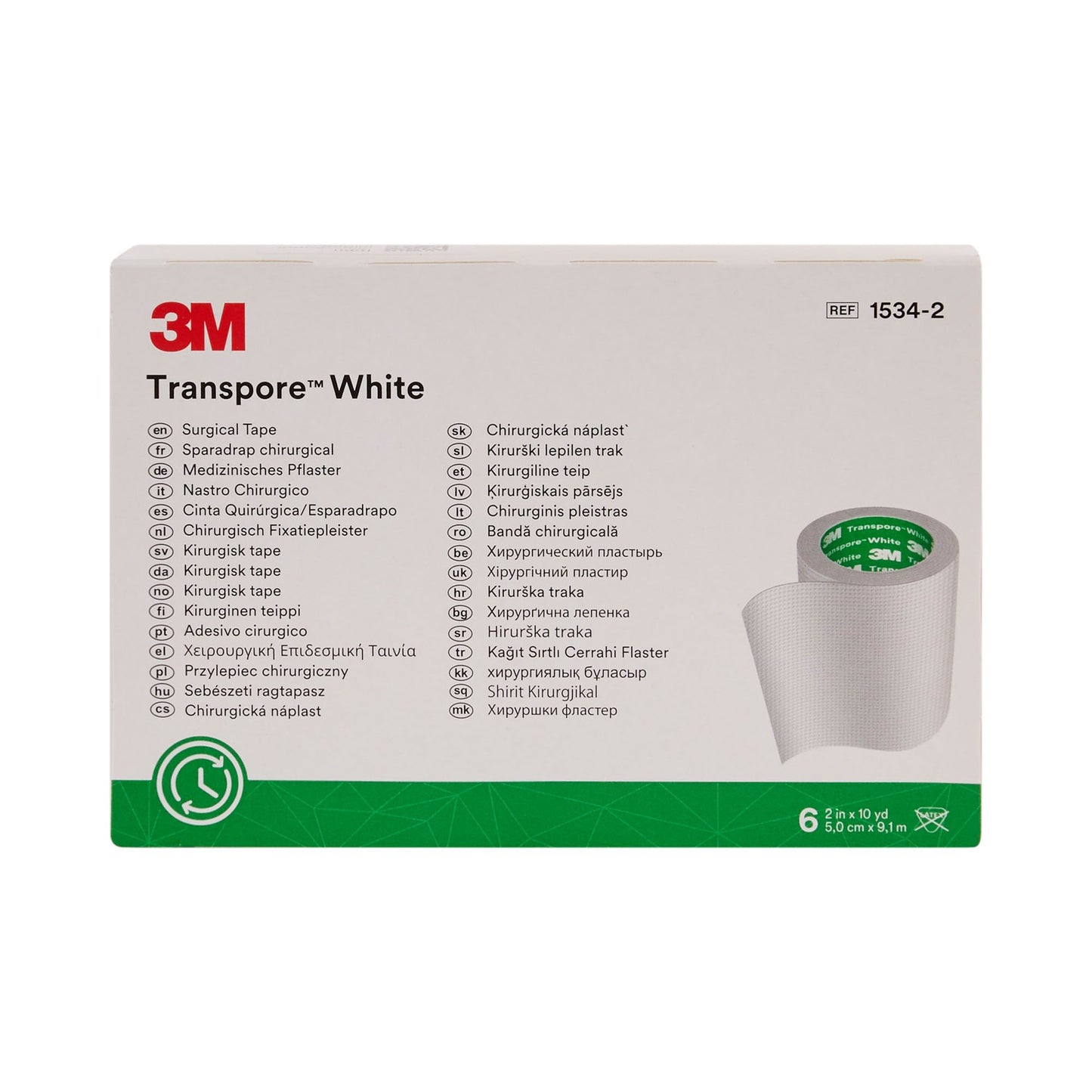 3M™ Transpore™ Plastic Medical Tape, 2 Inch x 10 Yard, White 60/CASE -1534-2