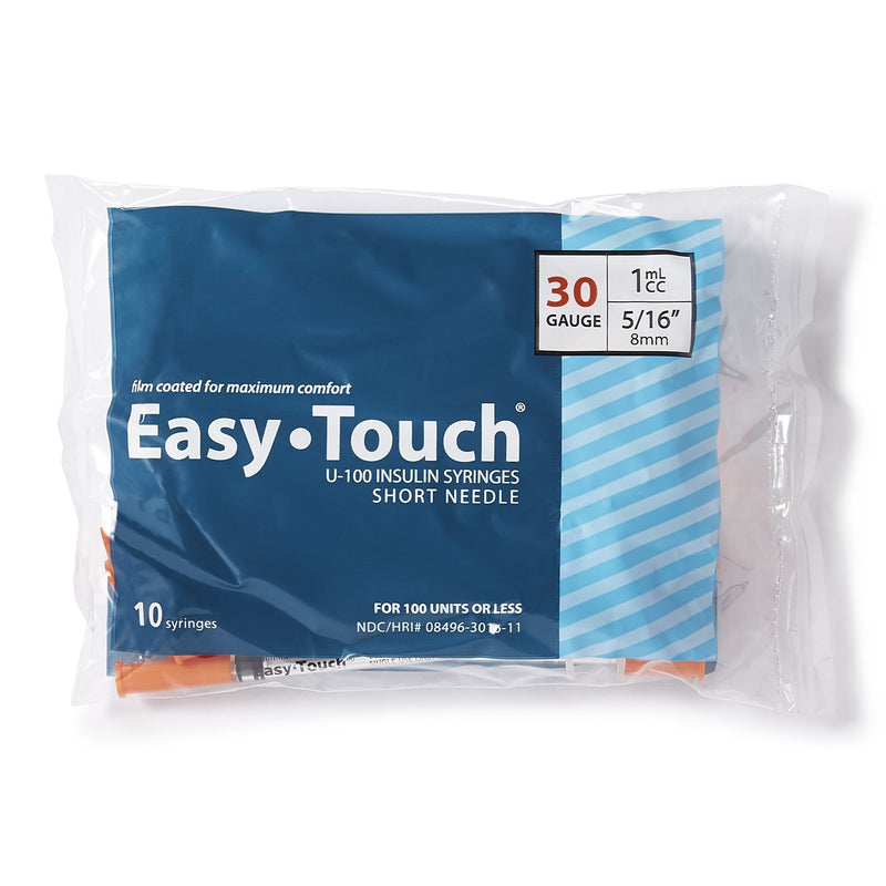 EasyTouch™ 1 mL Insulin Syringe with Needle, 30 Gauge, 5/16 Inch Needle Length