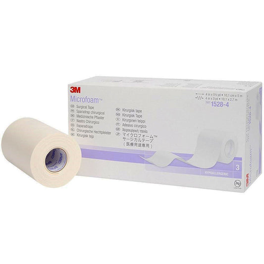 3M™ Microfoam™ Foam / Acrylic Adhesive Medical Tape, 4 Inch x 5-1/2 Yard, White 18/CASE -1528-4