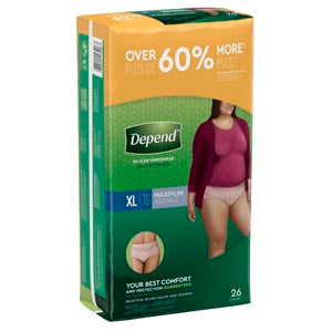 DEPEND'S WOMEN'S FIT-FLEX, MEDIUM, 31-37" WAIST, 18/PK, 2 PK/CS, SOLD AS CASE KIMBERLY-CLARK 269