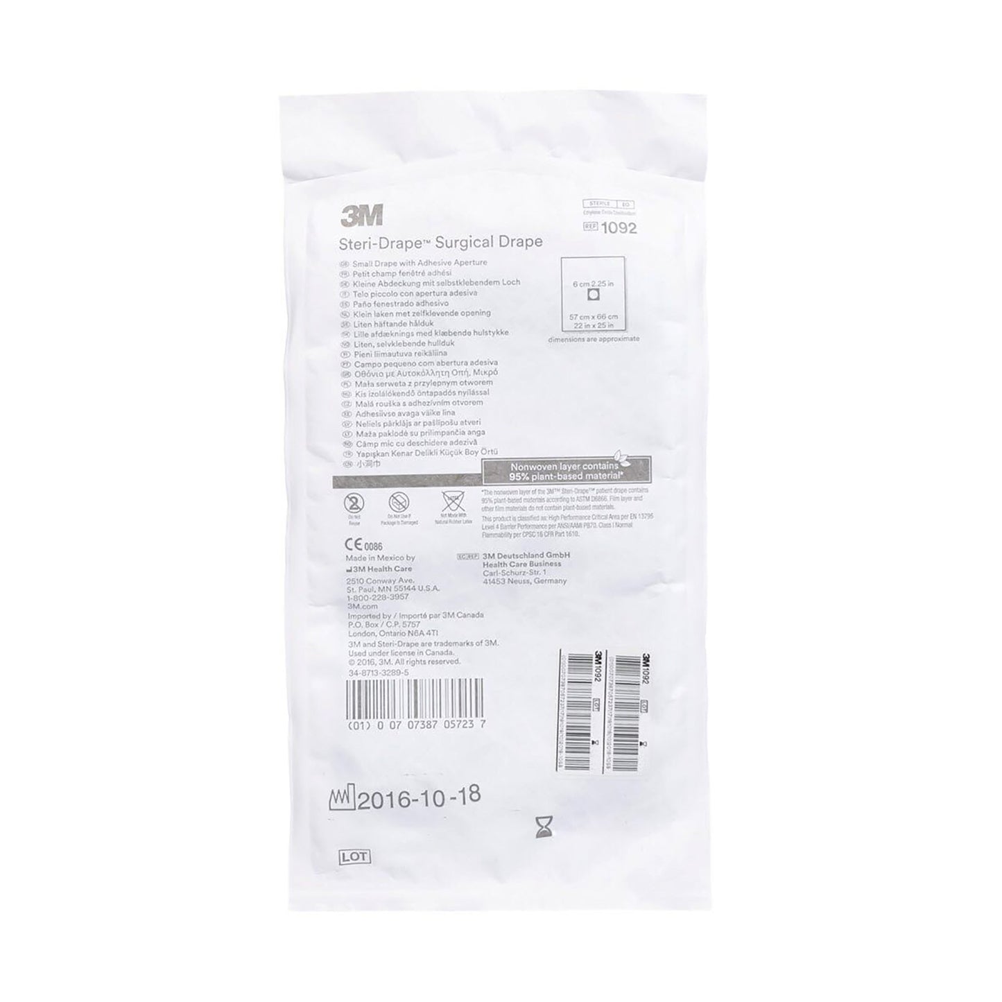 3M™ Steri-Drape™ Sterile Small Surgical Drape, 22 x 25 Inch 100/CASE -1092