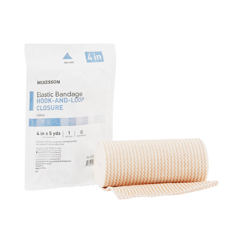 McKesson Hook and Loop Closure Elastic Bandage, 4 Inch x 5 Yard