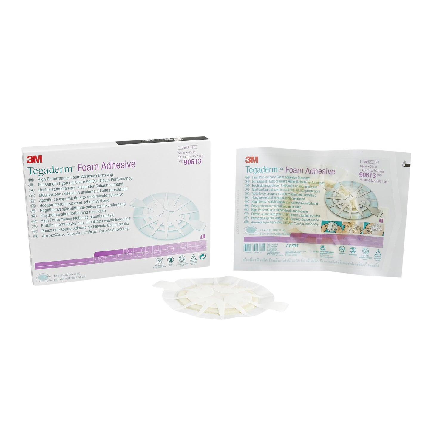 3M™ Tegaderm™ High Performance Adhesive with Border Foam Dressing, 5-5/8 x 6-1/8 Inch 5/BOX -90613