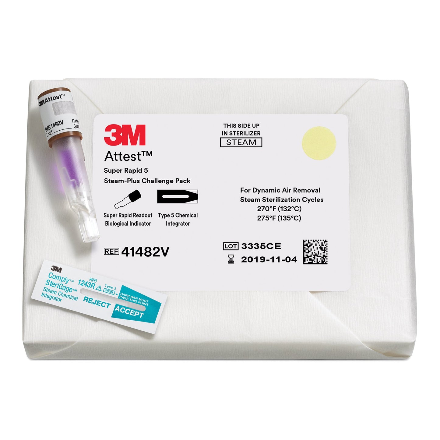 3M™ Attest™ Super Rapid 5 Steam-Plus Sterilization Biological Indicator Challenge Pack 24/CASE -41482VF