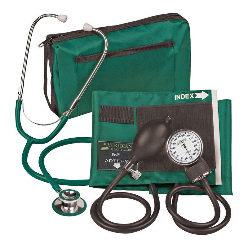 Combo ProKit™ Aneroid Sphygmomanometer Unit with Stethoscope, Green