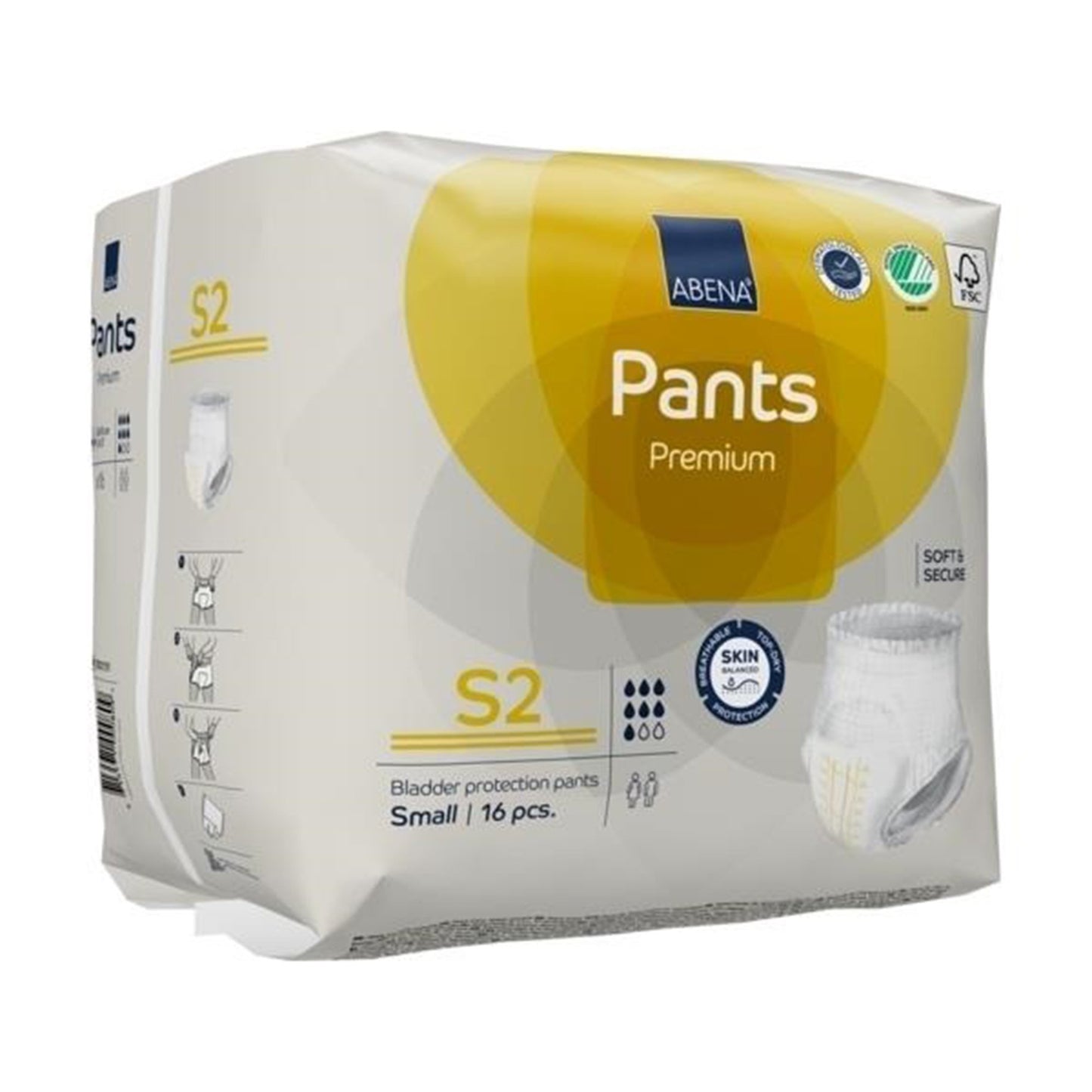 Abena Premium Pants S2 Incontinence Brief, Small 16/PACK -1000021319