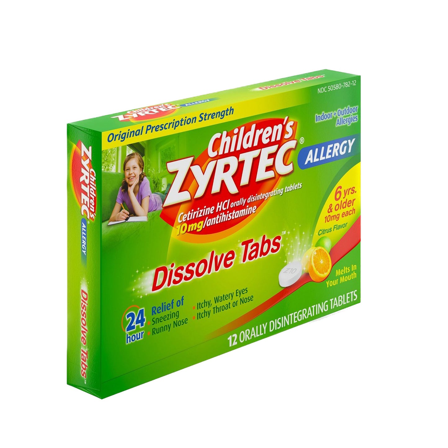 Zyrtec Children's Allergy Orally Dissolve Tabs, Citrus Flavor 12/CARTON -05058078212