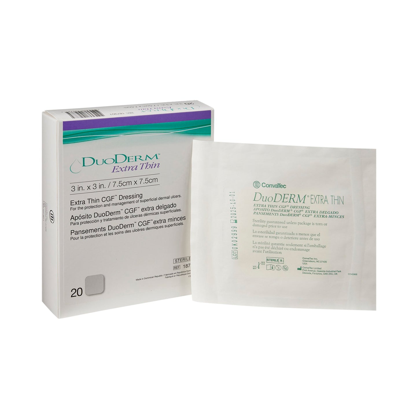 DuoDerm Extra Thin Hydrocolloid Dressing, 3 x 3 Inch