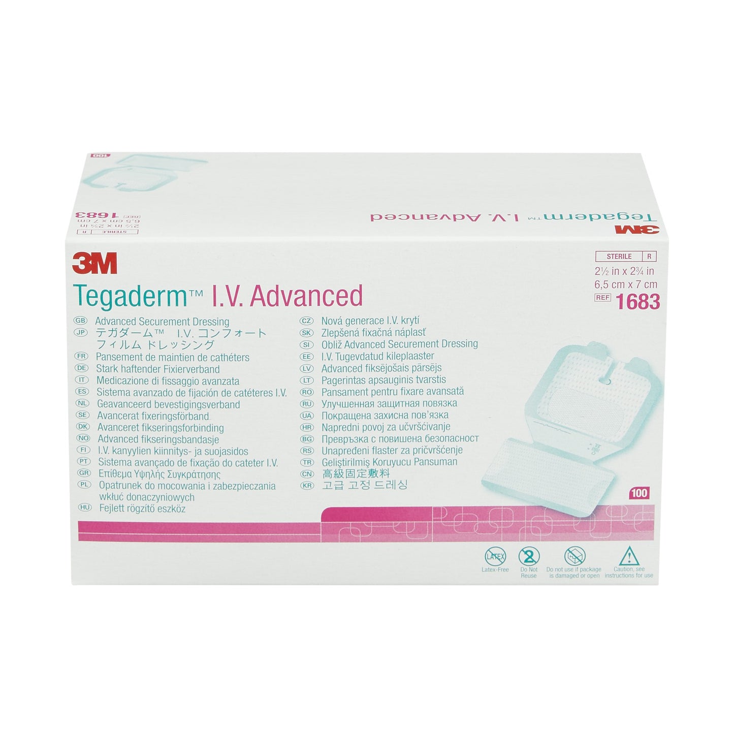 3M™ Tegaderm™ IV Advanced Securement Dressing, 2 x 2½ Inch 400/CASE -1683