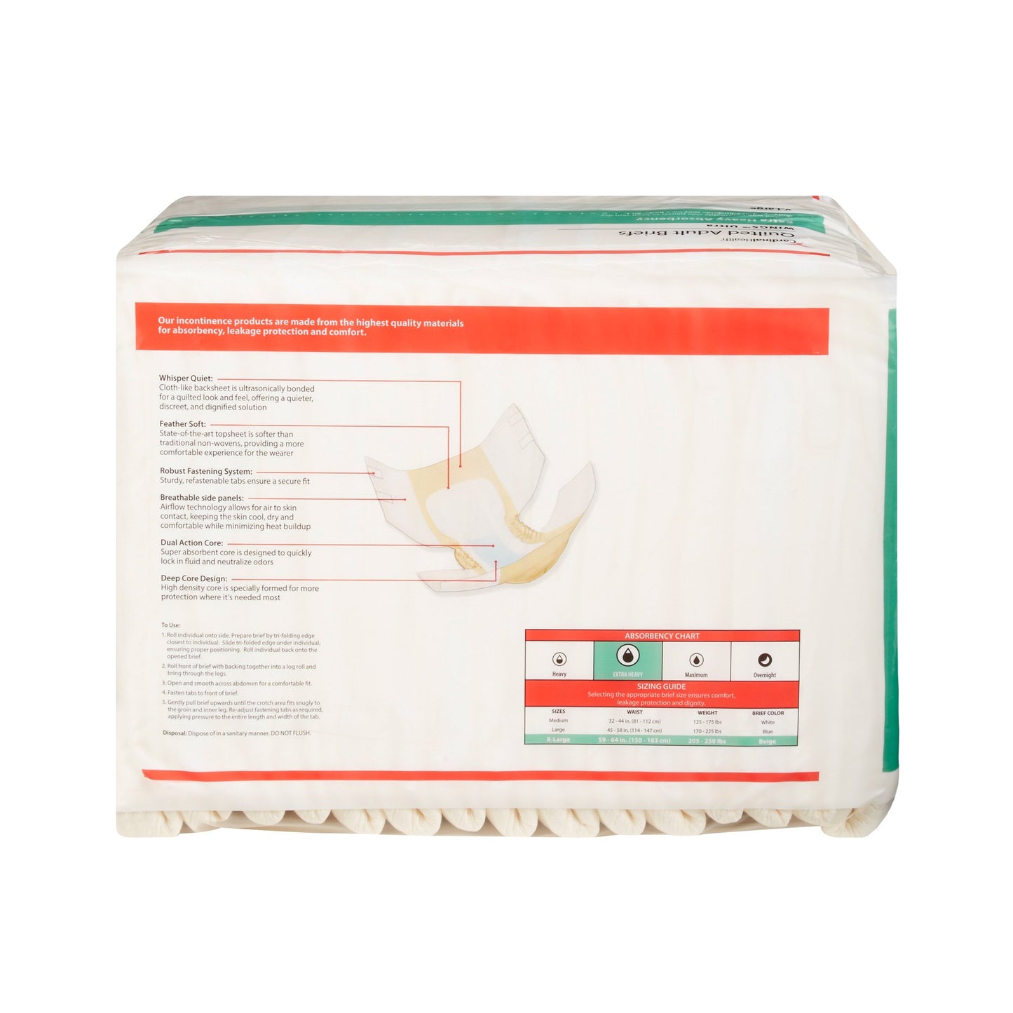 Wings™ Ultra Quilted Extra Heavy Absorbency Incontinence Brief, Extra Large 60/CASE -77075