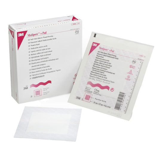 3M™ Medipore™ Adhesive Dressing, 6 x 6 Inch 1/EACH -3568