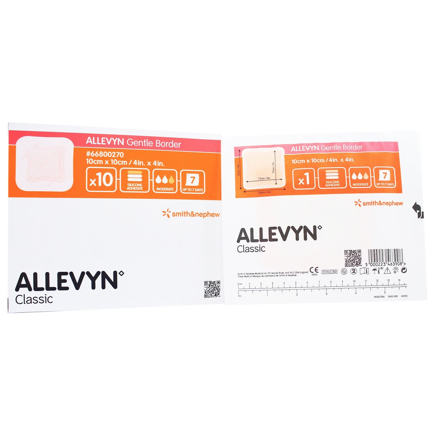 Allevyn Gentle Border Silicone Gel Adhesive with Border Silicone Foam Dressing, 4 x 4 Inch 100/CASE -66800270