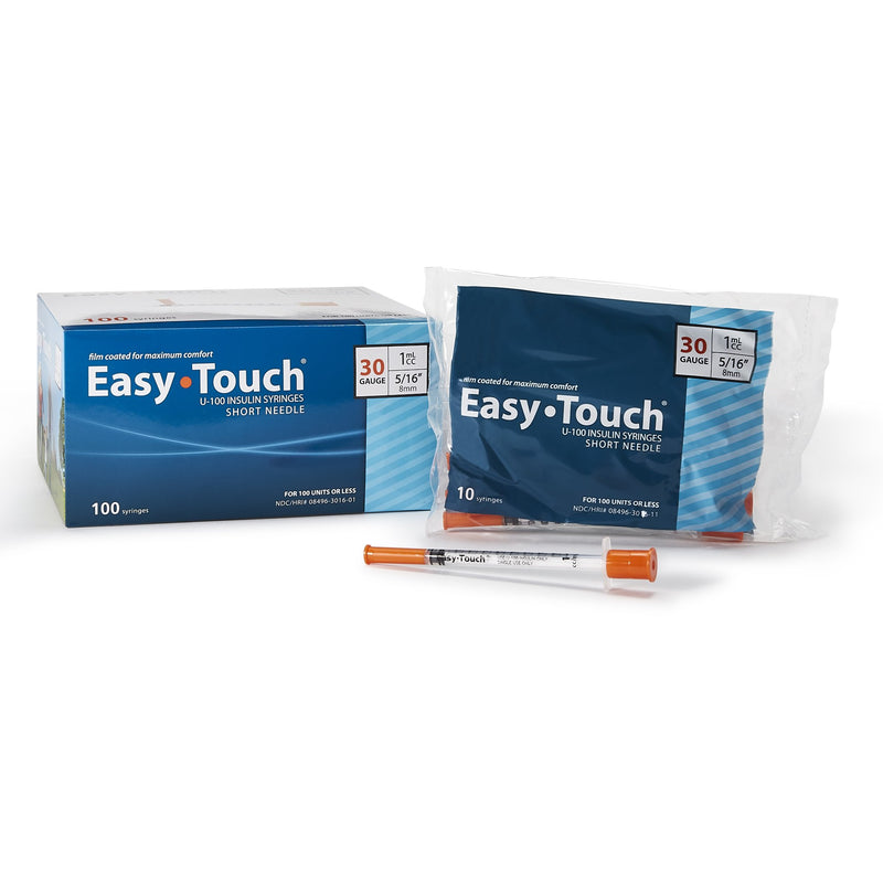 EasyTouch™ 1 mL Insulin Syringe with Needle, 30 Gauge, 5/16 Inch Needle Length