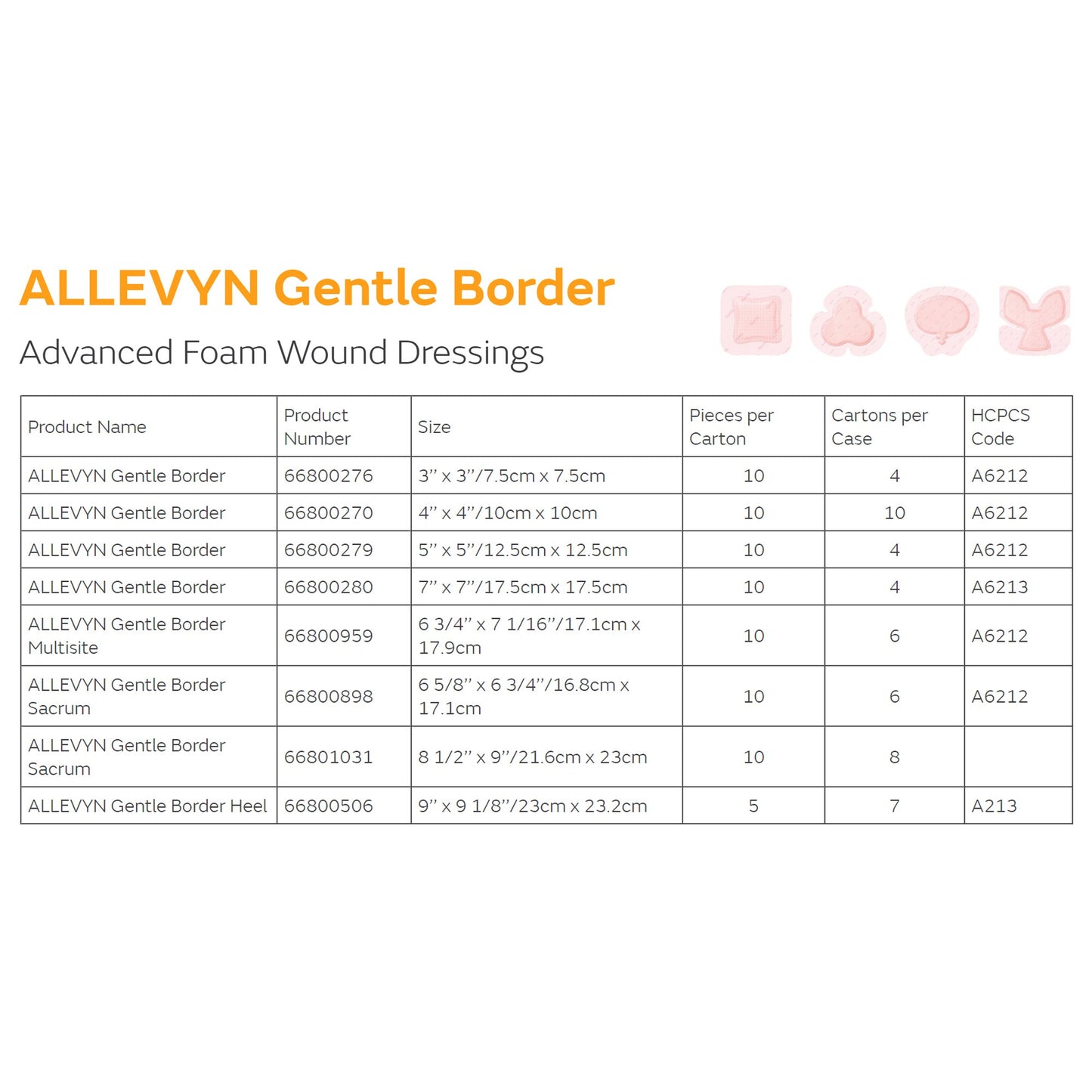 Allevyn Gentle Border Silicone Gel Adhesive with Border Silicone Foam Dressing, 6 x 7-5/8 Inch 1/EACH -66800959