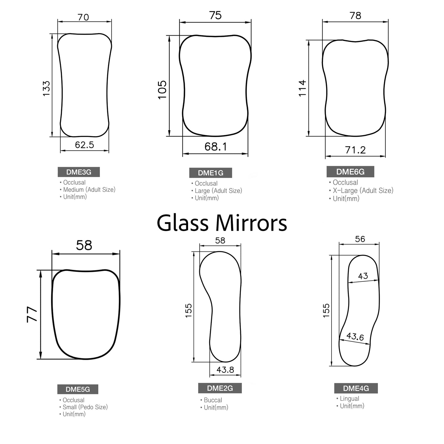 Buccal Dental Photo Mirror Glass Premium Osung -DME2G