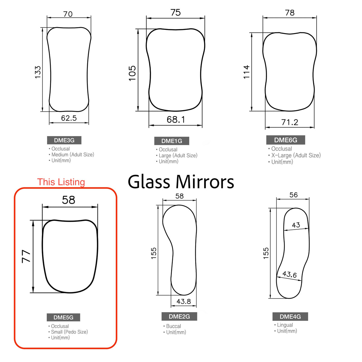 small Pedo Dental Intra Oral Photo Mirror Glass Osung -DME5G - Osung USA