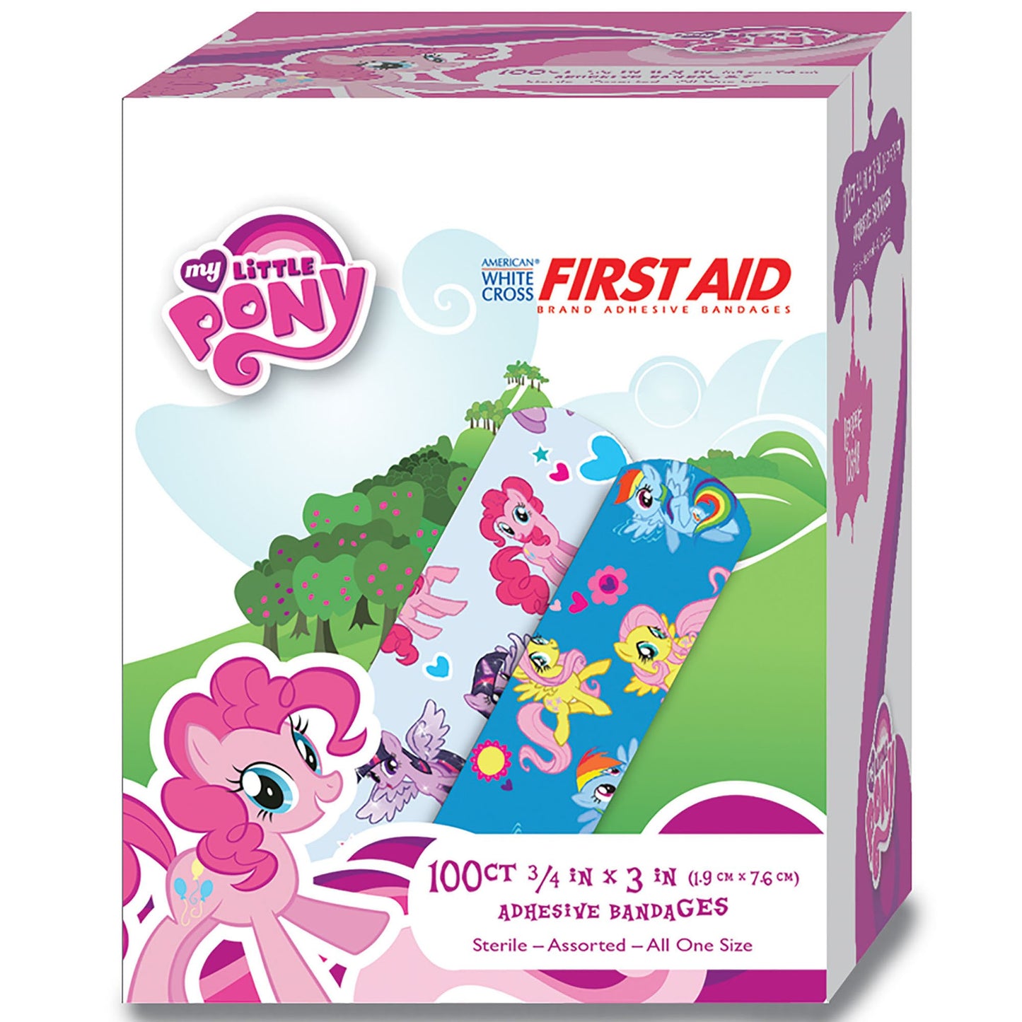 American White Cross Stat Strip Kid Design (My Little Pony) Adhesive Strip, 3/4 x 3 Inch 100/BOX -10848