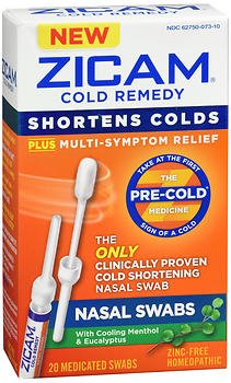 Zicam Cold Remedy Medicated Nasal Swabs 20/BOX -62750007310