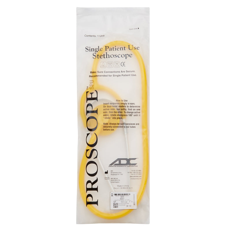 Proscope Disposable Stethoscope, Binaural, Yellow, 22 Inch 50/CASE -664Y - BriteSources