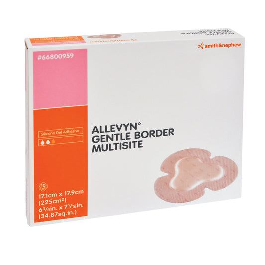 Allevyn Gentle Border Silicone Gel Adhesive with Border Silicone Foam Dressing, 6 x 7-5/8 Inch 10/BOX -66800959