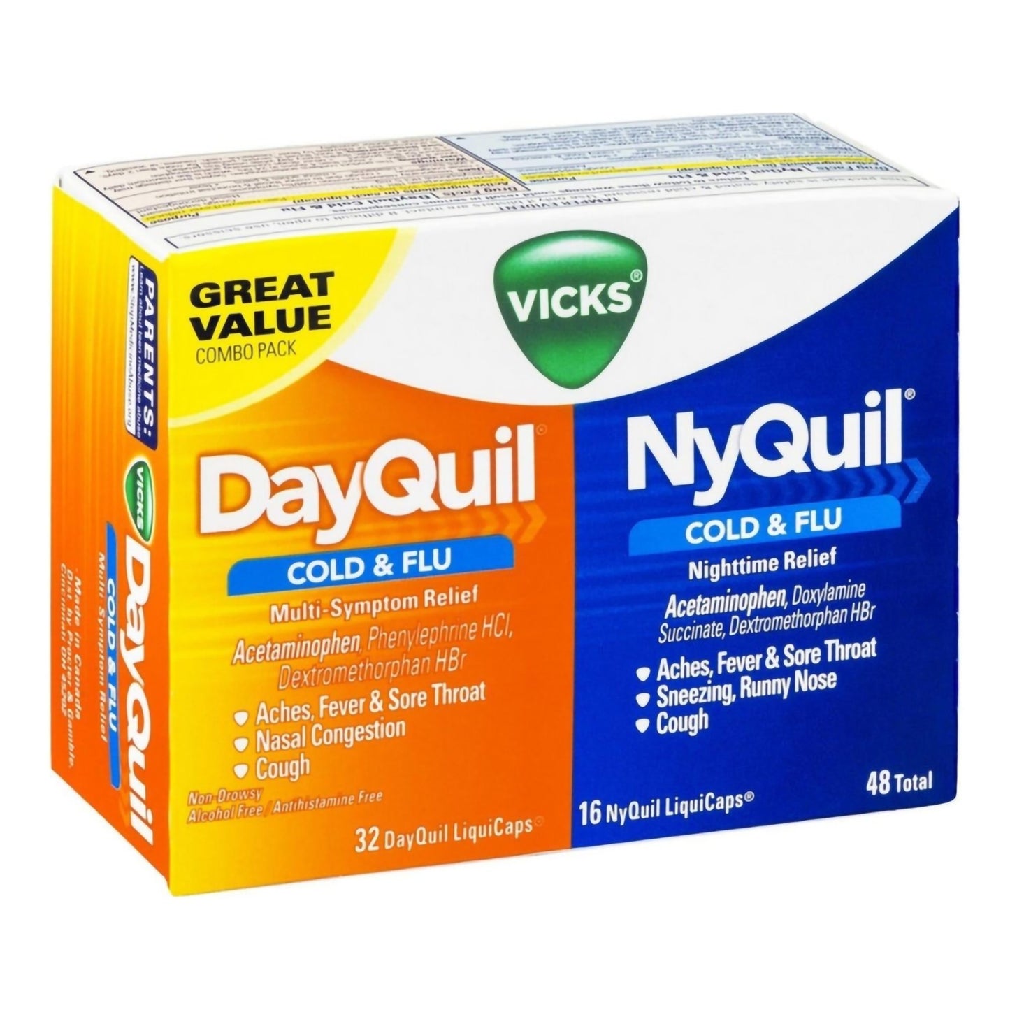 Vicks DayQuil/NyQuil Cold & Flu LiquiCaps 48/CARTON -32390001452