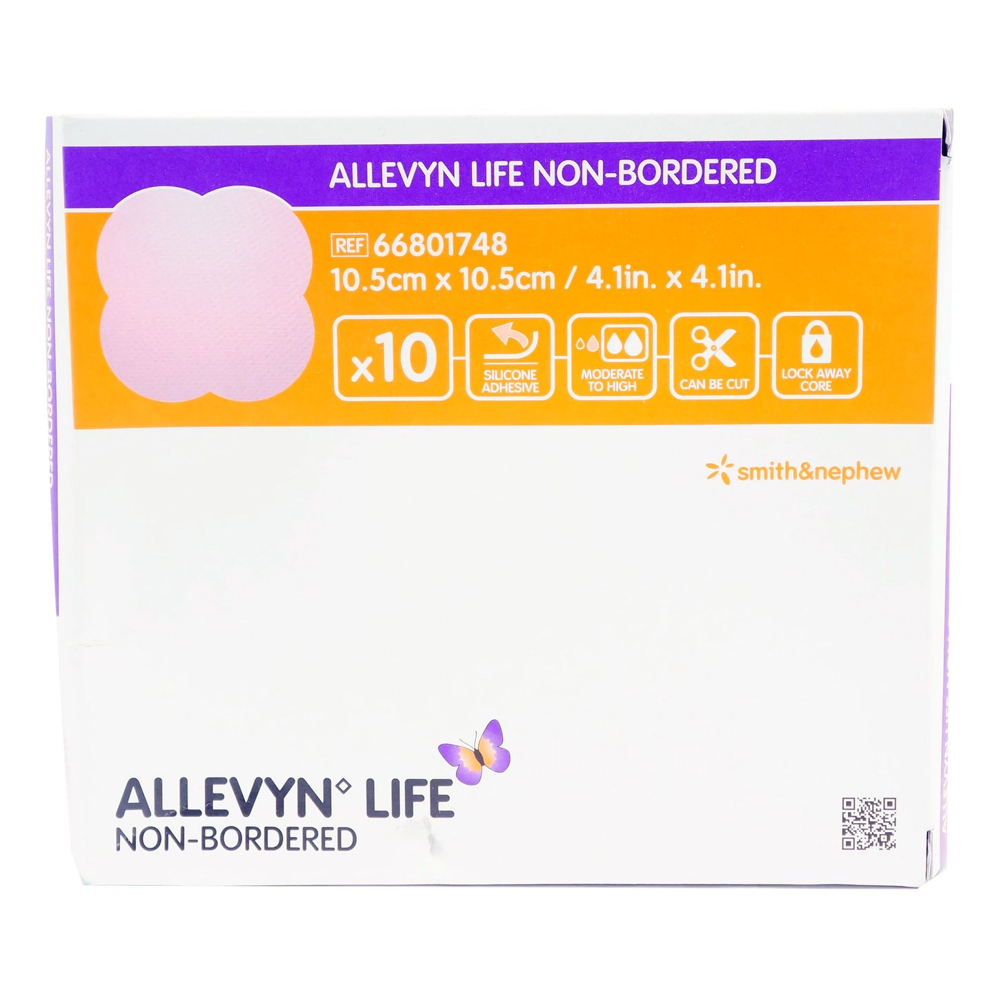 Allevyn Life Nonadhesive without Border Silicone Foam Dressing, 4 x 4 Inch 1/EACH -66801748