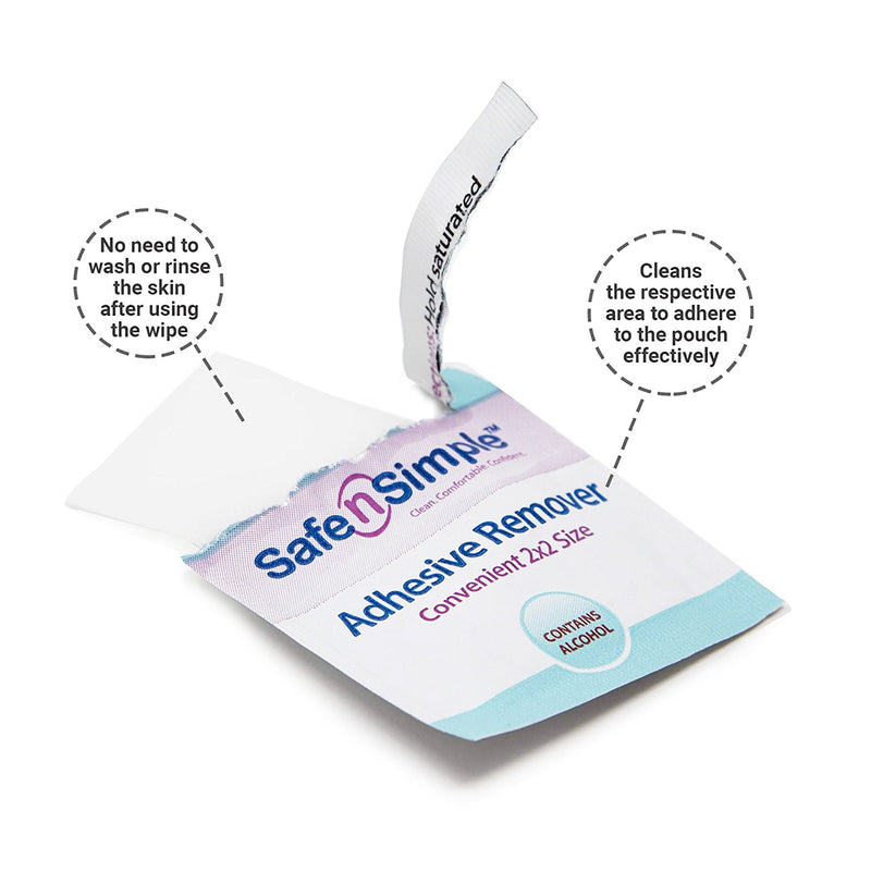 Safe N Simple Adhesive Remover, 2 x 2 Inch Wipe