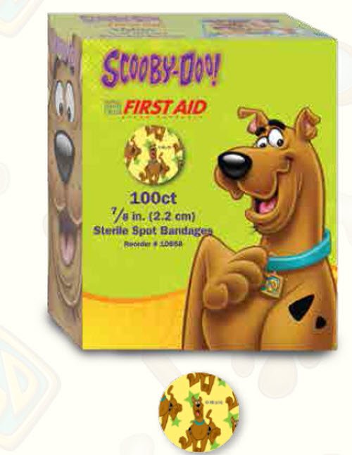 American White Cross Stat Strip Scooby-Doo Adhesive Spot Bandage, 7/8-Inch Diameter 100/BOX -10658