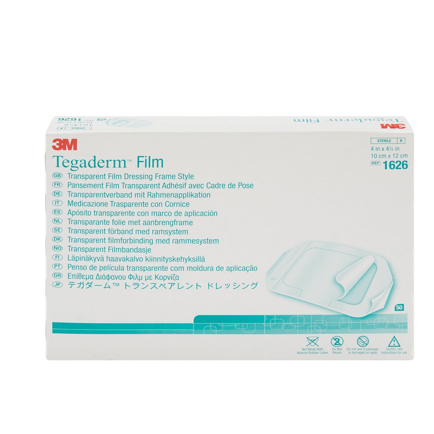 3M™ Tegaderm Transparent Film Dressing, 4 x 4-3/4 Inch 200/CASE -1626