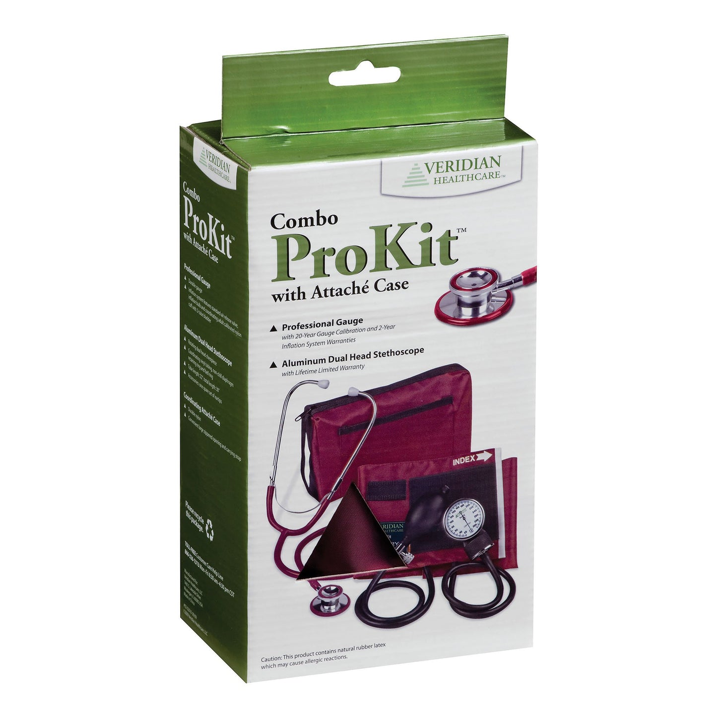 Combo ProKit™ Aneroid Sphygmomanometer Unit with Stethoscope, Burgundy 1/EACH -02-12704