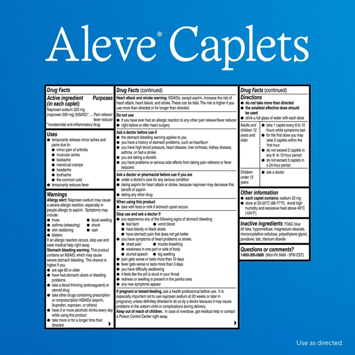 Aleve Naproxen Sodium Caplets 1/BOTTLE -00280600010