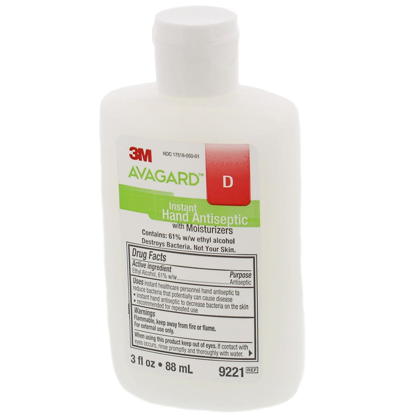 3M Avagard D Hand Antiseptic with Moisturizers, 3 fl oz Bottle 48/CASE -9221