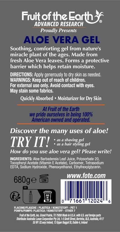 Fruit Of The Earth™ Aloe Vera Moisturizing Gel, 24 Oz., 6/Cs