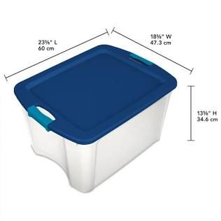 Bin, Storage Stackable Plas Blu 18"X16.5"X11" (3/Ct), 3/Ct