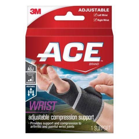 Splint, Wrist Acm Lt Blk Lg 8", 1/Ea