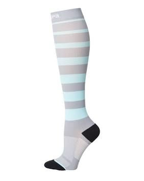 Sock, Comprsn Capa Below Kneeteal/Gry Strip Sm, 1/Pr