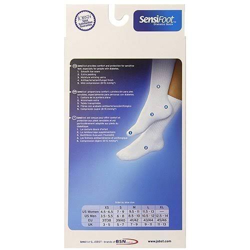 Sock, Diabetic Jobst Sensifootcrew Clsd Toe Wht Lg, 1/Pr